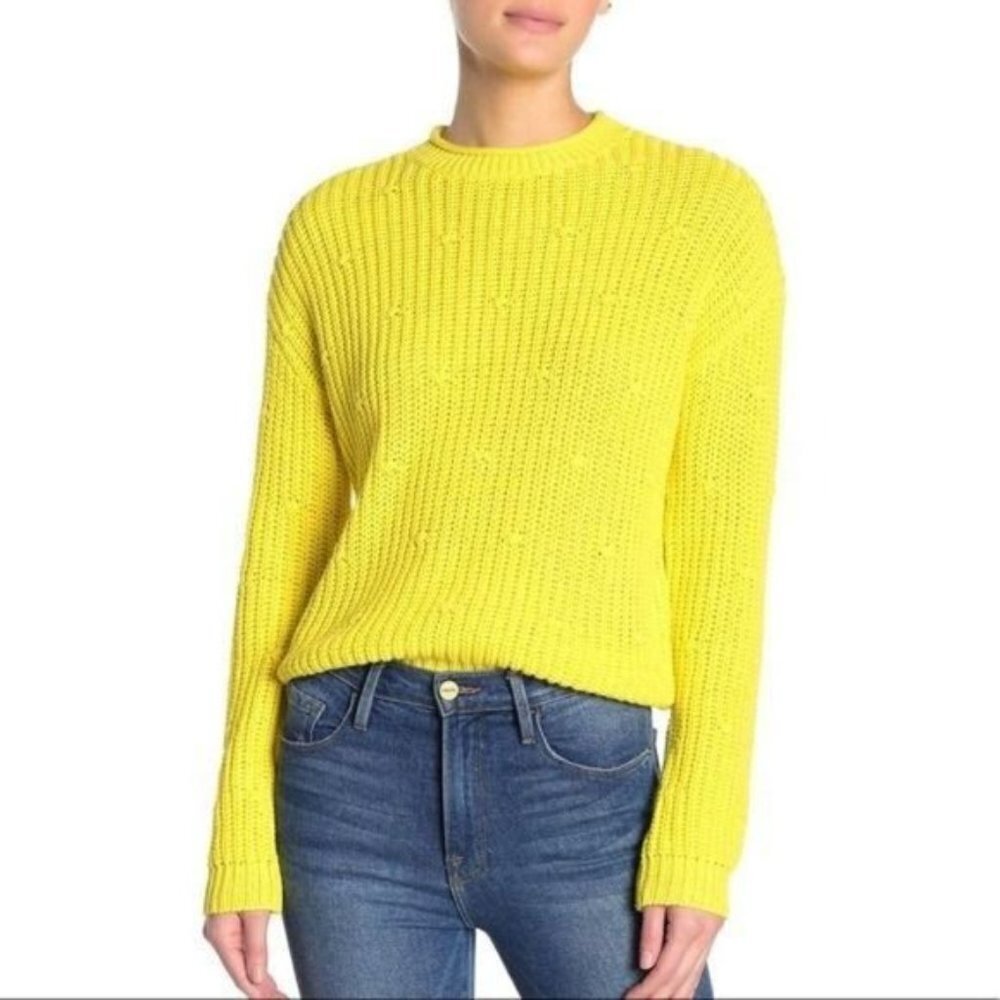 Abound NWT Nordstrom Pullover Sweater Ribbed Knit Crewneck Womens S Fall Yellow